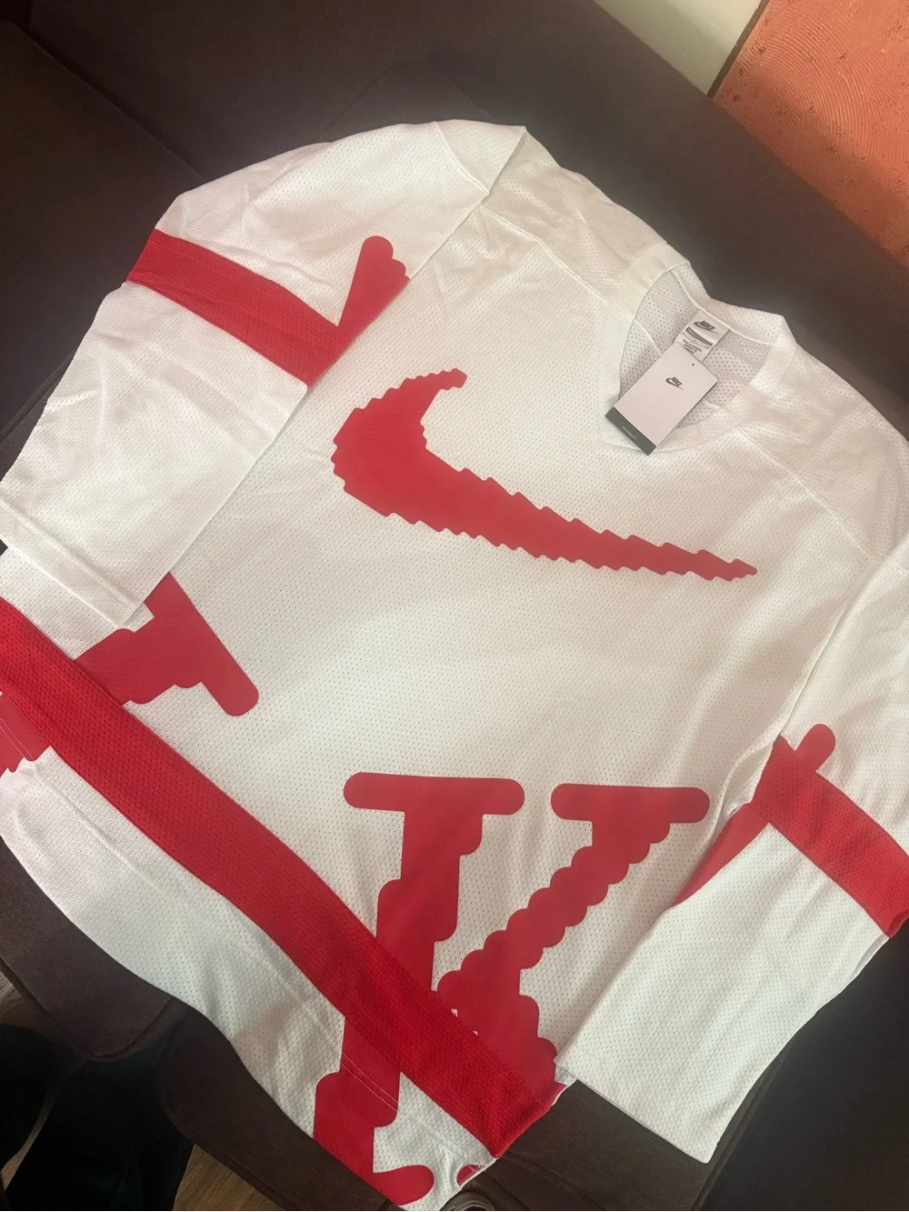 Nike White and Red Men's Jersey